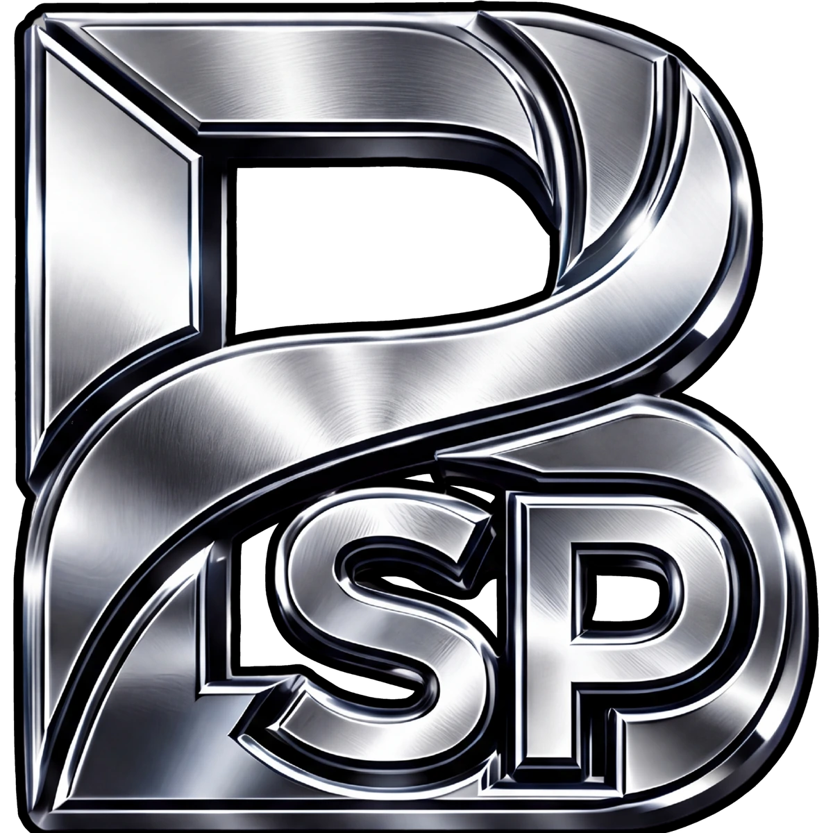 Logo BuilderSheetPro (BSP) en chrome brossé.